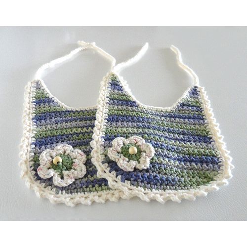 Baby toddler bib burp cloth set #bb003 cotton crochet 6.5 inch x 6.5 inch