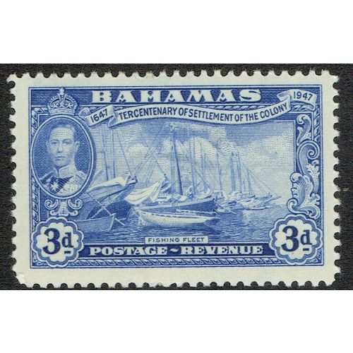 Bahamas 1948 Tercentenary Settlement Eleuthera 3d Ultramarine SG183 MM