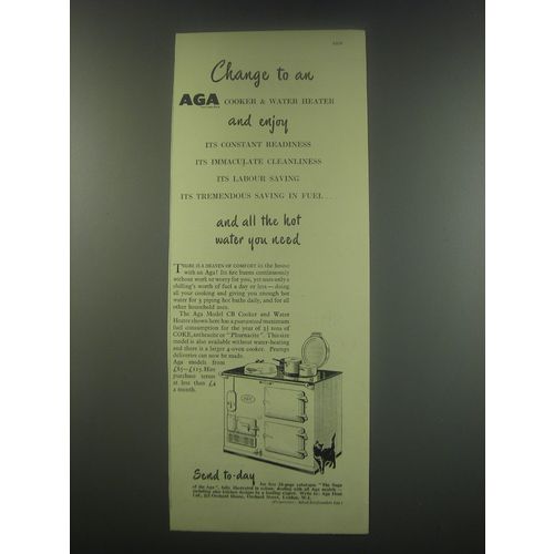 1949 AGA Model CB Cooker and Water Heater Ad - Change to an AGA cooker