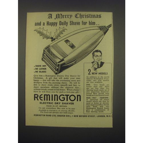 1949 Remington Electric Dry Shaver Ad - A Merry Christmas and a happy shave