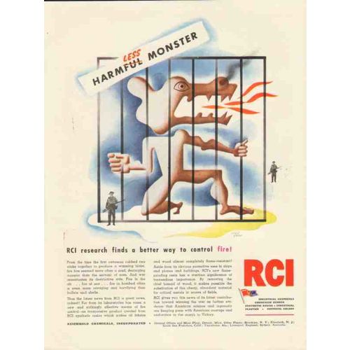 REICHHHOLD CHEMICALS INC 1943 Harmless monster control fire vintage ad