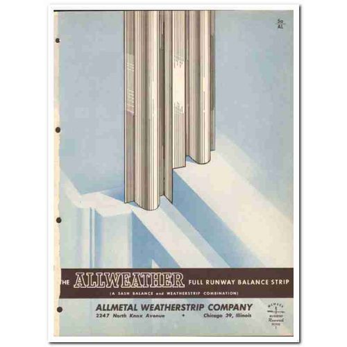 ALLMETAL WEATHERSTRIP COMPANY 1954 Sash balance window vintage catalog