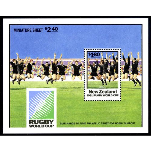 NEW ZEALAND 1991 Rugby World Cup Miniature Sheet - MNH