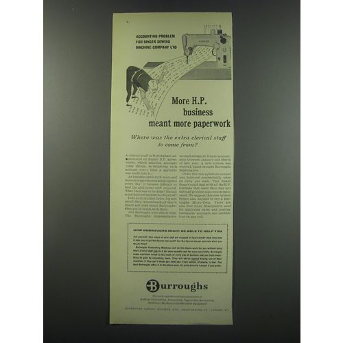 1957 Burroughs Accounting Machines Ad - Accounting problem for Singer sewing