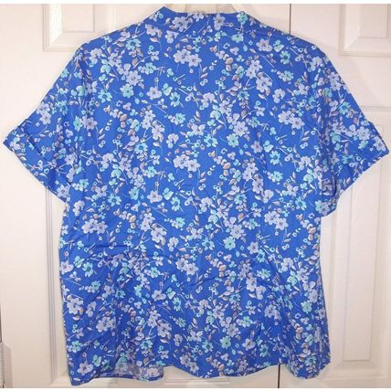 NWT Karen Scott Woman SS Blue Floral Shirt Top Blouse, 24W