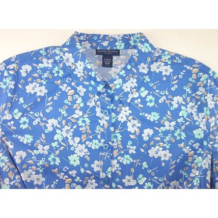 NWT Karen Scott Woman SS Blue Floral Shirt Top Blouse, 24W