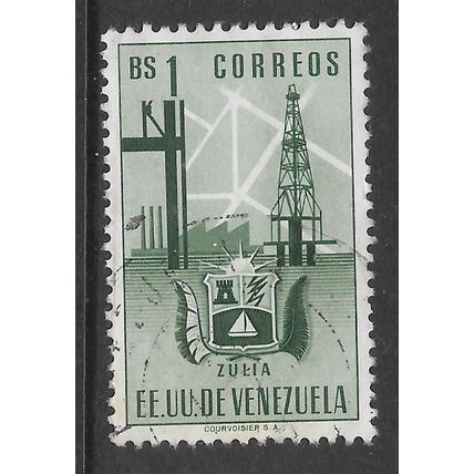 VENEZUELA 1951 ARMS ISSUE STATE OF ZULIA 1b GREEN SG 959 FINE USED