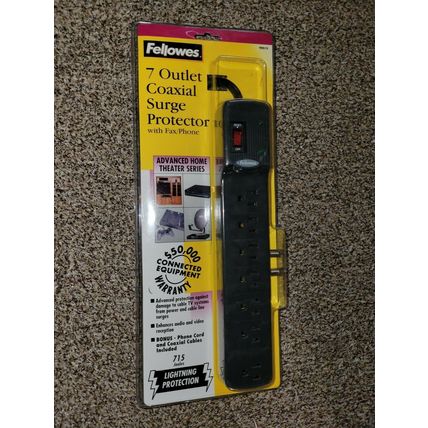 Surge Protector Power Strip 7 Outlet Tel/Fax/Coax with cables Lifetime Warranty
