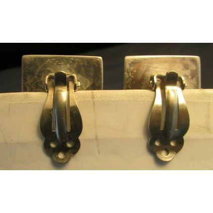 VINTAGE TURQUOISE STERLING SILVER CII MEXICO EARRINGS Square Art deco Style 17.g