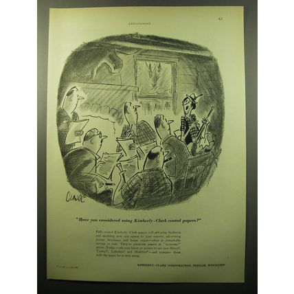 1950 Kimberly-Clark Paper Ad - cartoon by Claude Smith