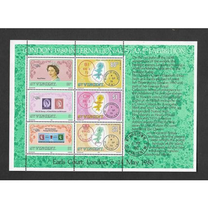 ST VINCENT 1980 LONDON STAMP EXHIBITION 6 VALS MIN SHEET SG MS637 UM MINT #4