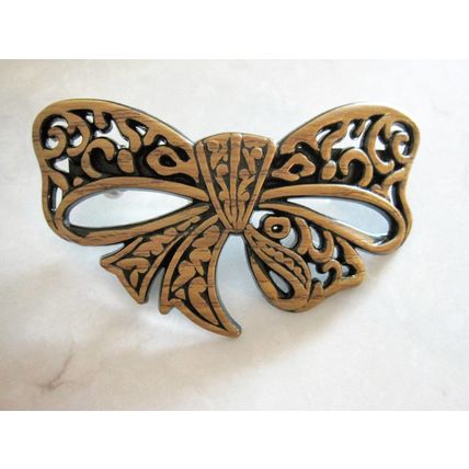 Faux wooden bow hair clamp clip barrette