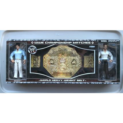 wwe wwf ljn classic superstars championship belt w/batista & triple h figures