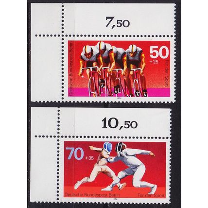 GERMANY BERLIN [1978] MiNr 0567-68 ( **/mnh ) [01] Sport Eckrand