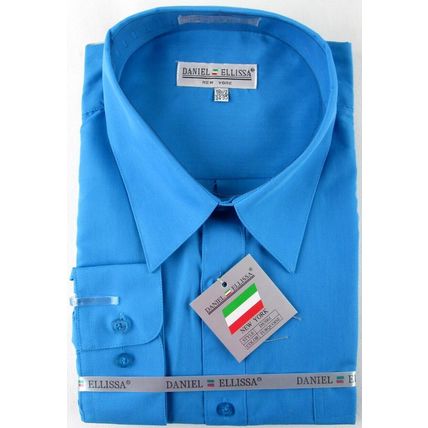 NWT Daniel Ellissa Men's Turquoise Blue Dress Shirt, 18-1/2 (34/35)