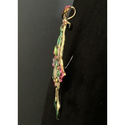 Fashion Lady Brooch/Pin Rhinestone Pink Green #969