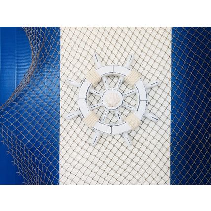 Pack Of 2] Rustic White Decorative Ship Wheel With Seashell 12""