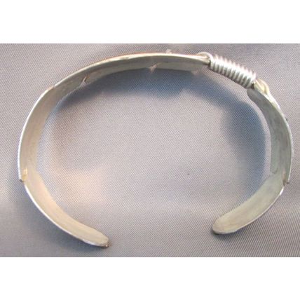 VINTAGE 12K-Sterling Silver Feather Cuff Bracelet Navajo Signed ETSITTY 16.5g