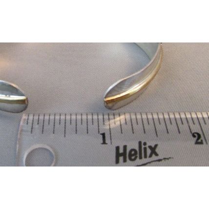 VINTAGE 12K-Sterling Silver Feather Cuff Bracelet Navajo Signed ETSITTY 16.5g