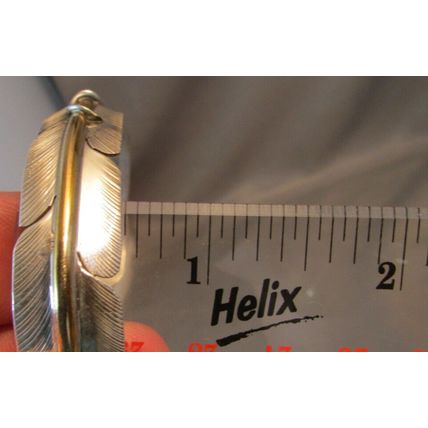 VINTAGE 12K-Sterling Silver Feather Cuff Bracelet Navajo Signed ETSITTY 16.5g