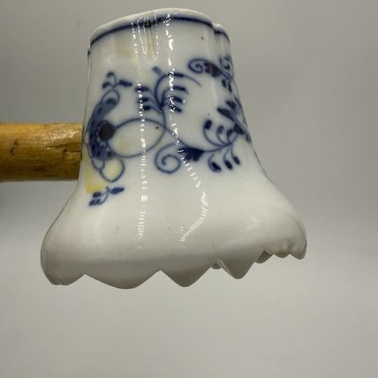 Antique Meissen Germany Blue Onion Meat Tenderizer with Wooden Handle Flaw