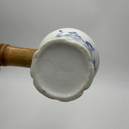 Antique Meissen Germany Blue Onion Meat Tenderizer with Wooden Handle Flaw