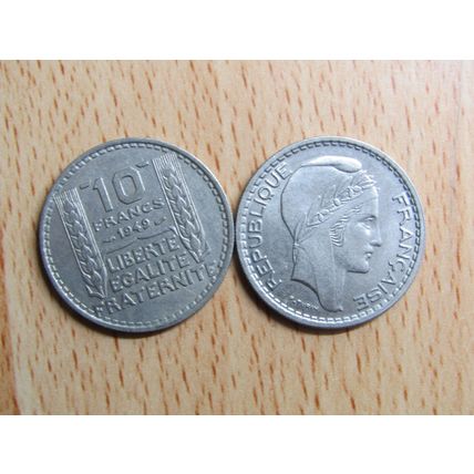 France Republic 1949 10 Francs Coin