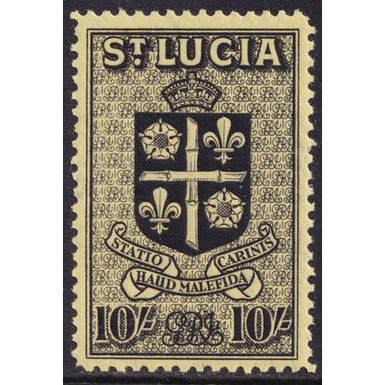 St Lucia KGVI 1938-48 10s Black Yellow Device SG138 Mint MNH