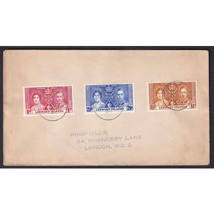 Leeward Islands KGVI 1937 Coronation Cover St KItts London Postal History
