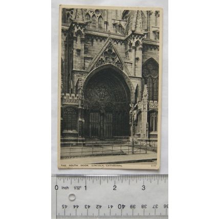 1937 postcard Lincoln Cathedral, The South Door