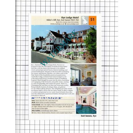 Rye Lodge Hotel Rye Sussex / The Brickwall Hotel Sedlescombe Sussex -2011 Advert