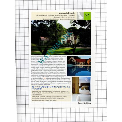 Maison Talbooth Dedham Essex / The Pier At Harwich Essex - 2011 Advert