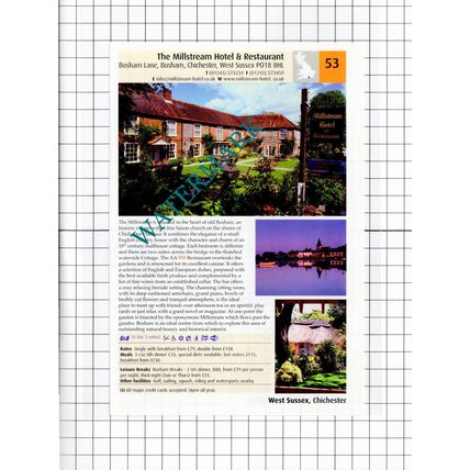 Millstream Hotel Bosham Sussex / Chase Lodge Hotel Hampton Wick - 2011 Advert