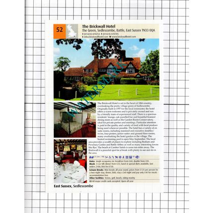 Rye Lodge Hotel Rye Sussex / The Brickwall Hotel Sedlescombe Sussex -2011 Advert