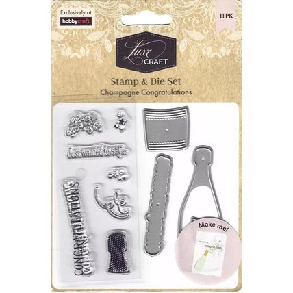 Hobbycraft. Champagne Congratulations Stamp & Die Set. Die Cutting Stamping