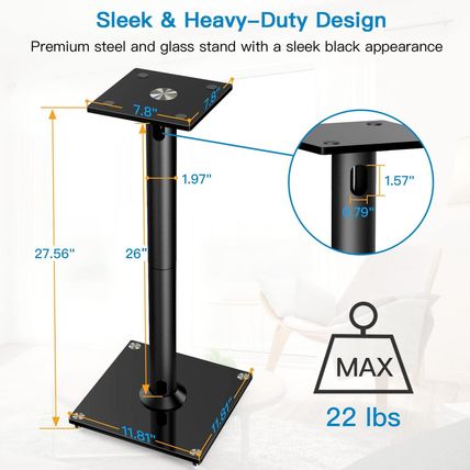 PERLESMITH Universal Floor Speaker Stands 26 Inch for Surround Sound, Klipsch, S
