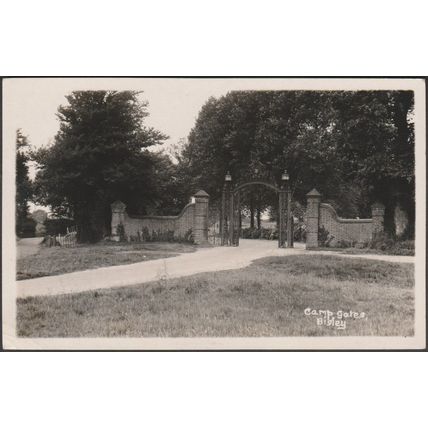Camp Gates, Bisley, Surrey, 1937 - RP Postcard