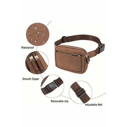 Camel Minimalist Multi-zipped Crossbody Bag