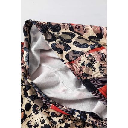Brown Leopard Plaid Bleached Print Kangaroo Pocket Hoodie