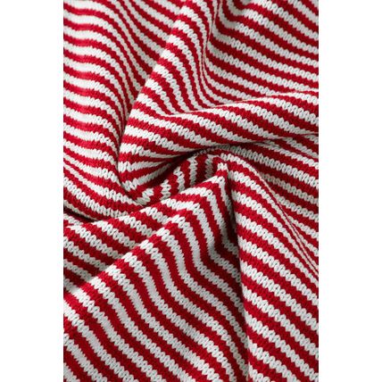 Red Stripe Geometric Textured Drop Shoulder Sweater