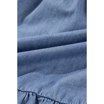 Ashleigh Blue Ruffled V Neck Smocked High Waist Denim Mini Dress