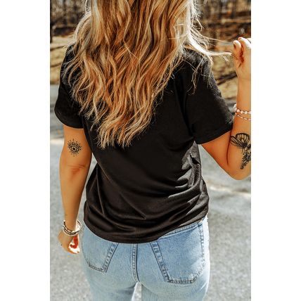 Black Bow Cow Head Graphic Western Fashion T Shirt