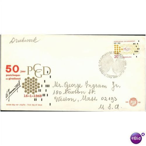Netherlands FDI 1968 - SG 1049 - 50 Jaar Postcheque en girodienst