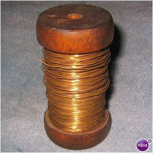 Vintage Brass Safety Lock Wire Wooden Spool .020"