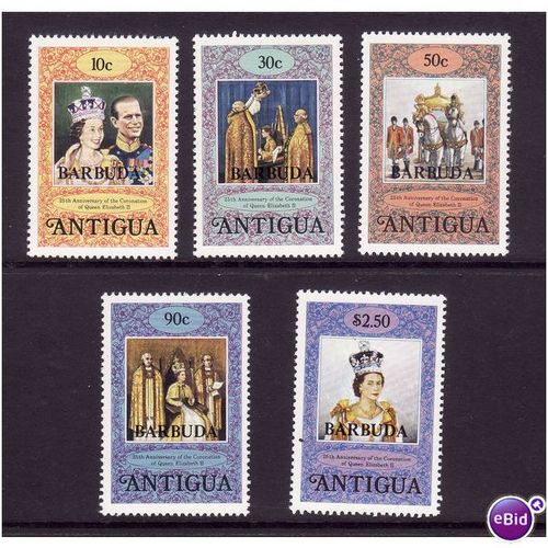 BARBUDA 1978 CORONATION SET 5 VALS U/M MINT