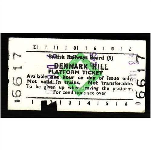 Railway Platform Ticket DENMARK HILL BRB(S) Green Diamond Edmondson