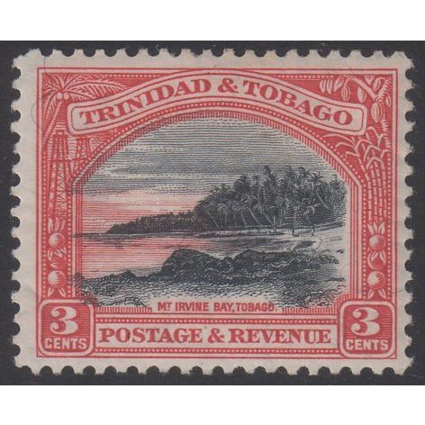 Trinidad & Tobago Sg232 1935 3c Black & Scarlet perf12 Fine Mounted Mint (G23)