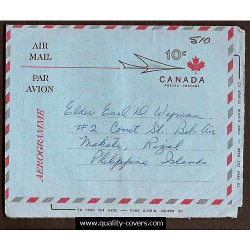 Canada #A29 Aerogram AirletterSheet USED 1968 to Philippine Islands