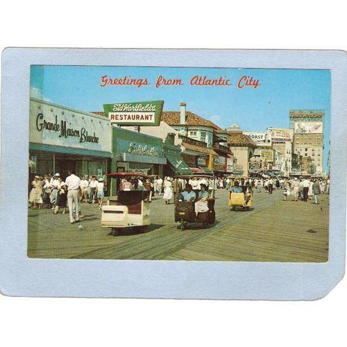 New Jersey Atlantic City Greetings From Atlantic City Boardwalk View w/Rol~3042