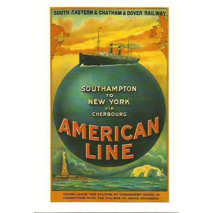 AMERICAN LINE To New York Advert Postcard (Mumbles MRP/415)